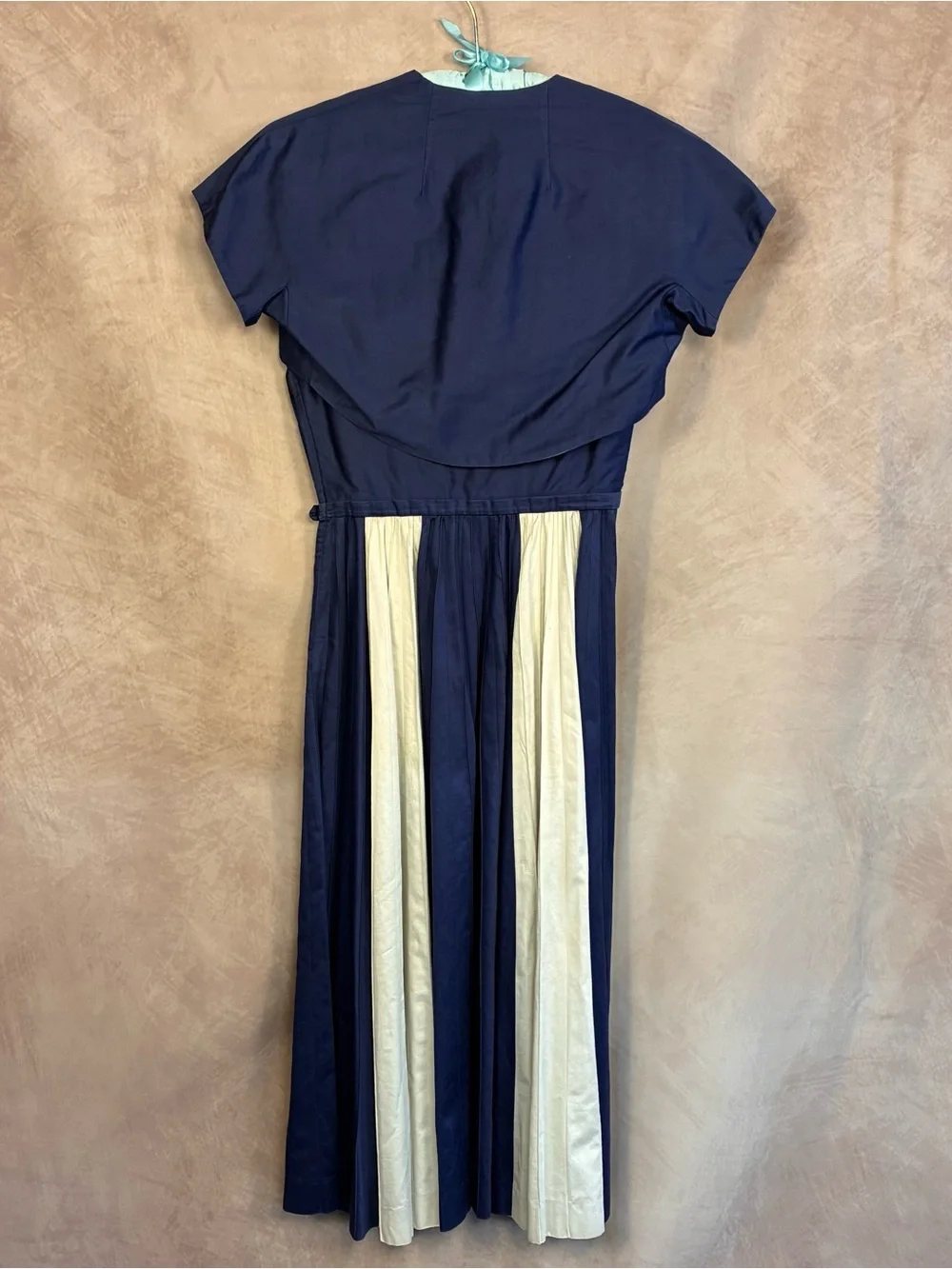 Vintage Pat Premo California 2pc Navy Cream Polished Cotton Sundress & Bolero XS